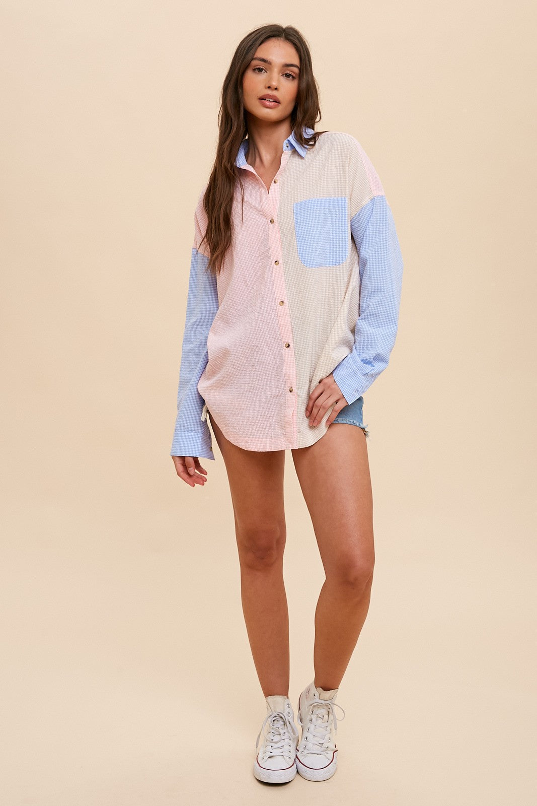 The Color Block Gingham Button Down