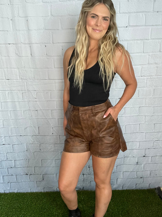The Espresso Faux Leather Shorts