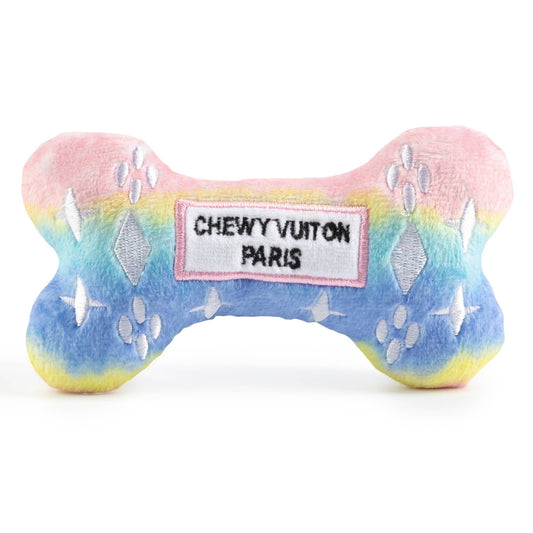 The Pink Ombre Chewy Vuiton Bone Squeaker Dog Toy